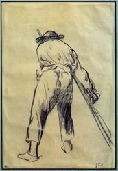 The Reaper Drawing Preparation av Jean Francois Millet (1814-1875) 1800-talets Paris, Louvren