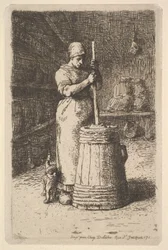 Kvinna som kärnar smör, 1855-56.