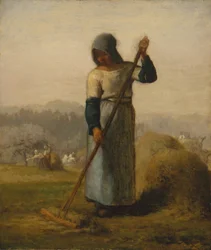 Kvinna med en kratta, troligen 1856-57