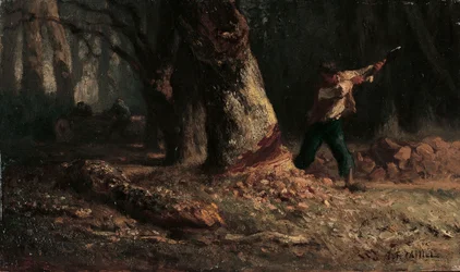 Vedhuggare i skogen