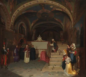 Påve Gregorius XVI besökte kyrkan San Benedetto i Subiaco, 1843.