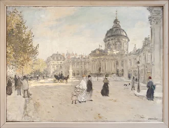 Institut de France i Paris omkring 1898, Målning av Jean Francois Raffaelli (1850-1924). Fotografi, KIM Youngtae, Paris, Musee Carnavalet.