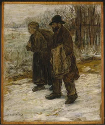 Parisian Rag Pickers, c.1885 (olja och krita på papper monterade på panel)