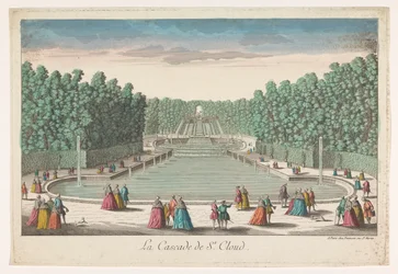 Utsikt över kaskaderna i trädgården på Château de Saint-Cloud La cascade de St. Cloud (titel på objekt)