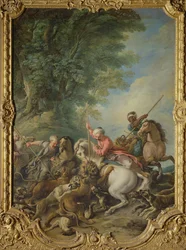 Turks Hunting Lions (olja på duk)
