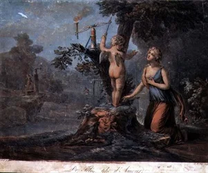 Kärlekens semafore, graverad av Pierre Michel Alix (1762-1817) (kolorerad gravyr)