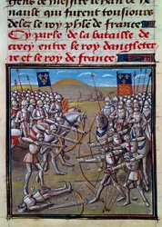 Battle of Crecy, miniatyr från Froissarts Chronicles av Jean Froissart
