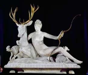 Diana monterad på en hjort (marmor och brons) (se även 148837)