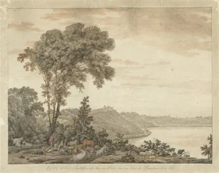 Utsikt över Castel Gandolfo och sjön Albano