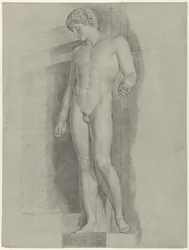 Studie av statyn som kallas Albani Antinous