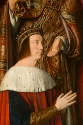 Hertig Peter II av Bourbon, detalj. Triptyk av Moulins mästare