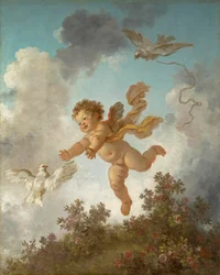 Fragonard - Kärlekens framsteg Kärlekens förföljelse av en duva, 1790-91
