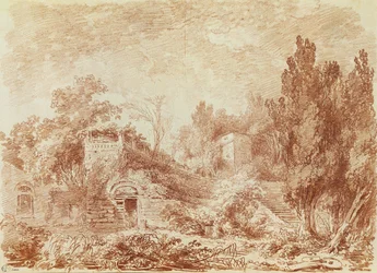 Ancient Theatre, Hadrianus Villa, nära Tivoli (röd krita på papper)