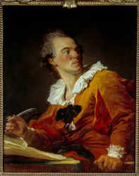 Inspiration Porträtt av en främling. Målning av Jean Honore Fragonard (1732-1806) 1700-talets sön. 0,8x0,64 m - Inspiration, porträtt av en anonym man, Målning av Jean Honore Fragonard (1732-1806)