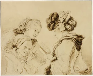 Margaruerite Gerard läser för sin mor och Rosalie Fragonard