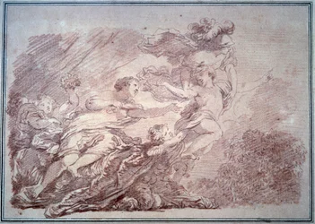 Minerva river en ung prins från volupten Sanguine av Jean Honore Fragonard (1732-1806) 1774 Besancon, Museum of Fine Arts