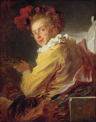 Musik, ett porträtt av Monsieur de la Breteche, bror till abboten av Saint-Non, 1769