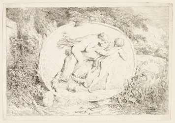Nymf som rider på en satyrs rygg, från Bacchanales, eller satyrernas lekar