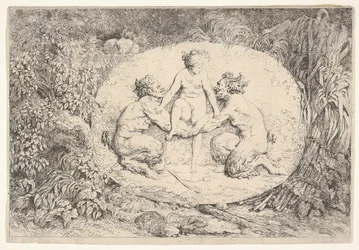 Nymf stödd av två satyrer, 1763.
