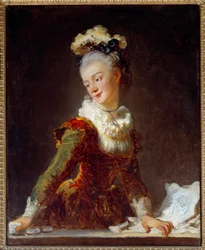 Porträtt av Marie Madeleine Guimard (1743-1816) första dansare på operan Målning av Jean Honore Fragonard (1732-1806) 1700-talets sön. 0,81 x 0,65 m
