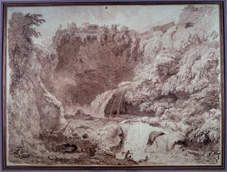 Neptunus grotta a Tivoli Ritning av Jean Honore Fragonard (1732-1806) 1700-talets Besançon, Musee des Beaux Arts