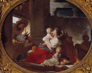 Den lyckliga familjen Målning av Jean Honore Fragonard (1732-1806) 1700-talets Paris, Musee Cognacq Jay