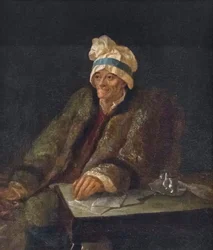 Porträtt av Voltaire (olja på duk)