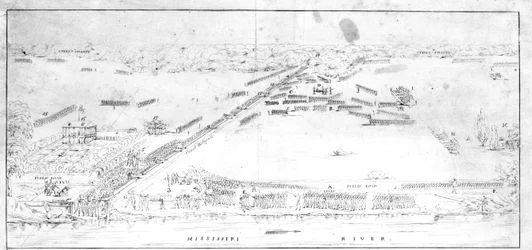 Utsikt över slaget nära Chalmettes plantage, 8 januari 1815.