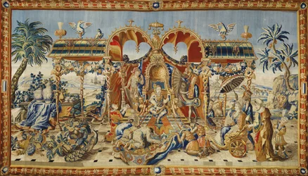 Den kinesiske kejsarens publik. Gobeläng av Jean II Barraband (aktiv på 1700-talet), sidenull och guld- och silvertråd, cirka 1715. Fransk konst