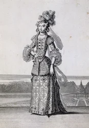 Kvinnliga balettdräkter, gravyr av Jean Berain den äldre (1637-1711), Frankrike