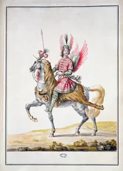 ”Ryttare med vingar”, kostymskiss till ”Le Carrousel des Galants Maures”, 1686
