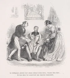 Den sörjande änkan ger dem båda rätt att göra gott.... Och de behåller båda en evighet..., 1843.