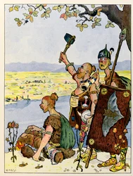 Berättelsen om Alsace berättar för barnen; Les Germains ser Alsace på andra sidan Rhen;