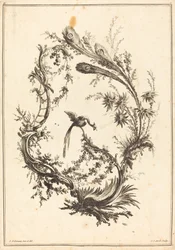 Ornament med en påfågel