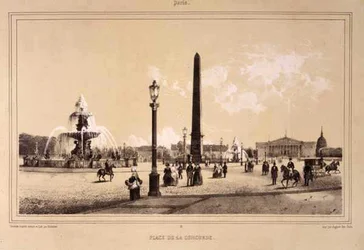 Place de la Concorde, Paris, graverad av Auguste Bry (gravyr)