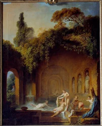 Nymfernas bad Målning av Jean Jacques Francois Barbier l