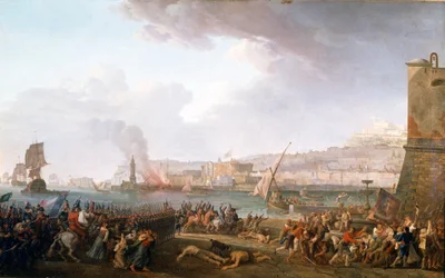 Inträde av den franska armén under befäl av general Championet i Neapel, 21/01/1799. Målning av Taurel Jean Jacques François (1757 - 1832). 1799. Slott i Versailles och Trianon.
