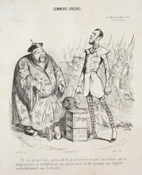 engelsk handel. Yé vo dit qu’il faut, att vo köpte detta gift för att följa..., 1840.