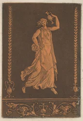 Ung draperad kvinna, gå från vänster till höger, bärande en Young draperad... metallvas, ca. 1784.