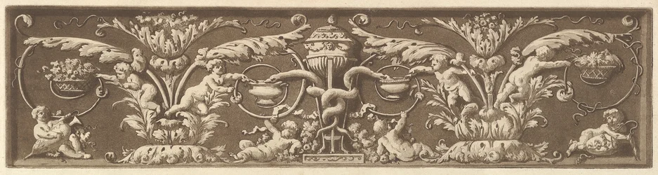 Prydnadsfris med putti och sammanflätade ormar, från Recueil de Différentes Compositi..., 1784.
