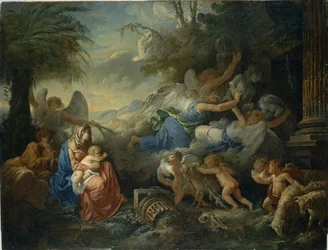 Idolernas fall och resten på flykten till Egypten, ca 1775.