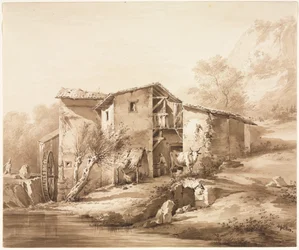 Landskap med vattenkvarn, ca 1790.