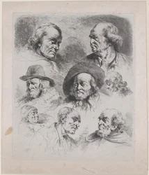 Studie av åtta huvuden, 1795.