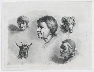 Studie av fem huvuden, 1803.
