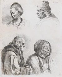 Studie av fyra huvuden, 1770.