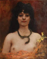 Benjamin Constant - Orientalistiskt porträtt av en naken kvinna, bystlängd