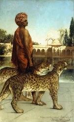 Slottsvakten med två leoparder