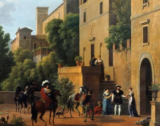 Bayard avgår från Brescia. År 1512 belägrade riddaren Pierre Teillard, herre av Bayard (1476-1524) staden Brescia under de italienska krigen. Målning av Joseph Bidault (1758-1846) 1821 Valencia, Museum of Fine Arts