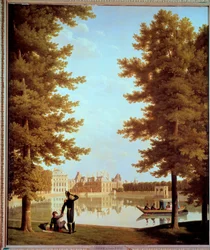 Promenade av kejsar Napoleon I (1769-1821) och Marie Louise på karpdammen vid Fontainebleau Målning av Joseph Bidault (1758-1846) 1810 Sön. 2,28x1,74 m Paris, Musee Marmottan