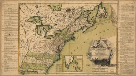 Karta över USA efter fredsfördraget 1783.